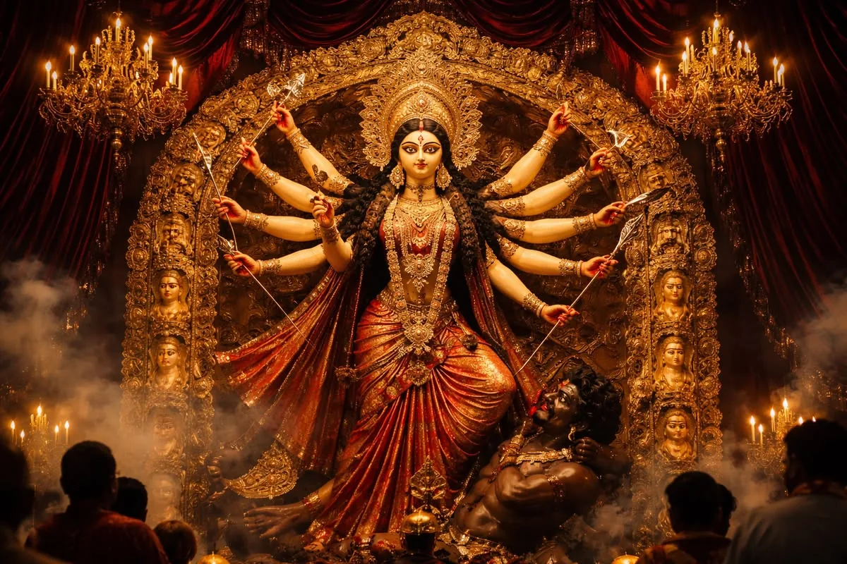 माँ दुर्गा अम्बे गौरी की आरती के लिए devotional image